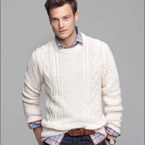 [SOLD] Crew Cableknit Cotton Sweater S - Picture 1 of 8